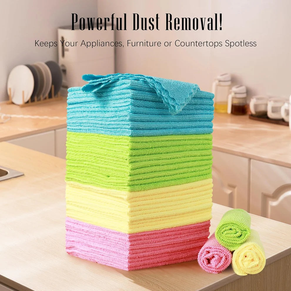 Super Absorbent Microfiber Dish Cloths – Reusable Kitchen & Home Cleaning Towels (BUY 10 GET 10 FREE | Random colors)