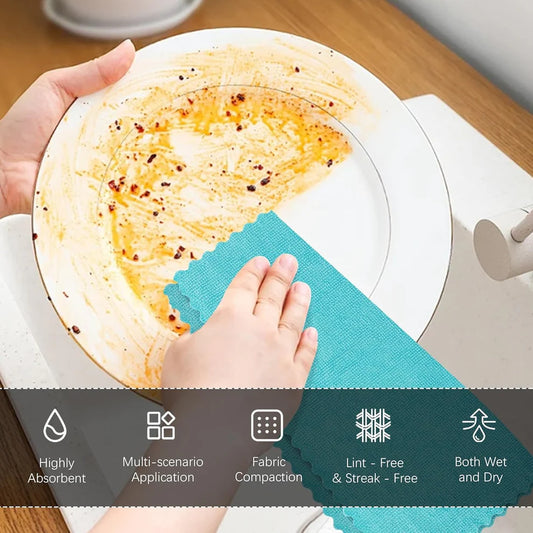 Super Absorbent Microfiber Dish Cloths – Reusable Kitchen & Home Cleaning Towels (BUY 10 GET 10 FREE | Random colors)